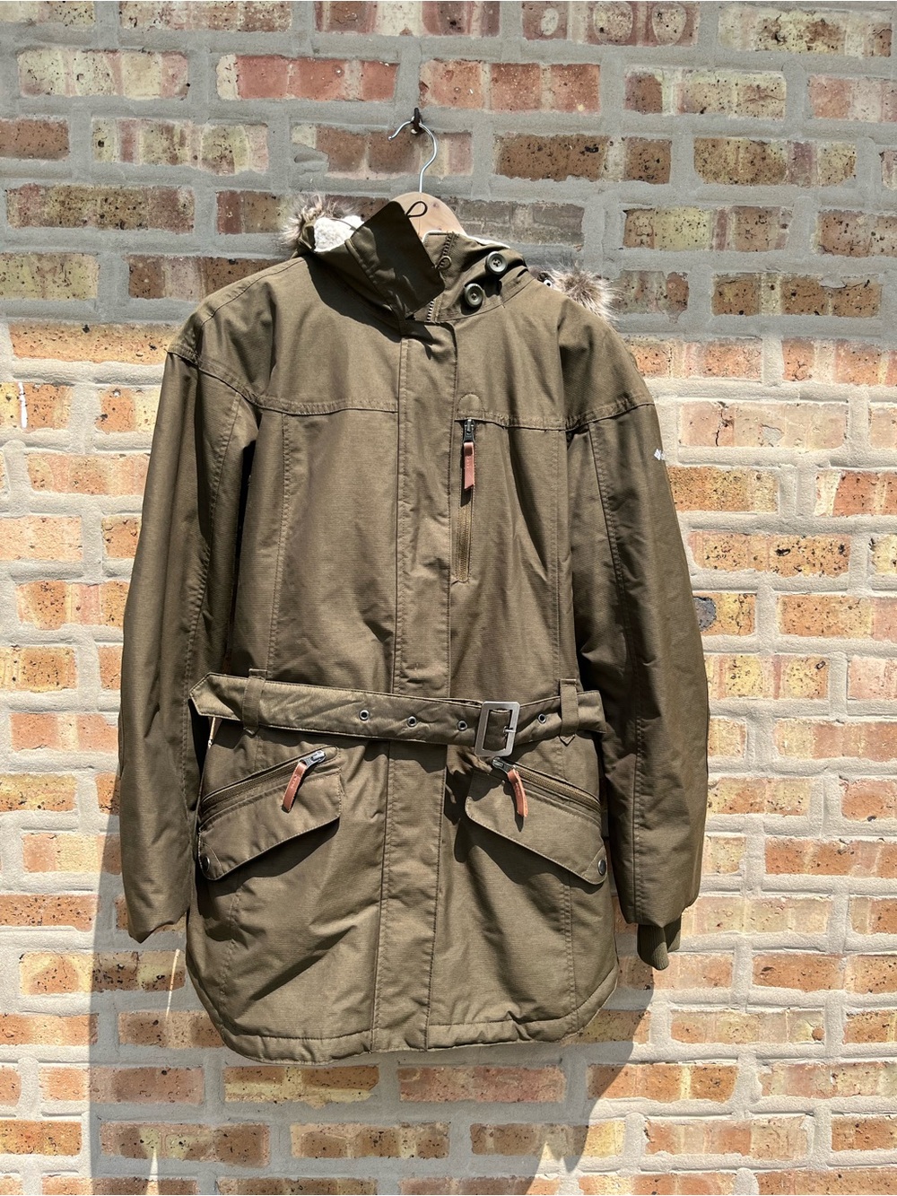Columbia Carson Pass Olive Green Parka Jacket with Belt